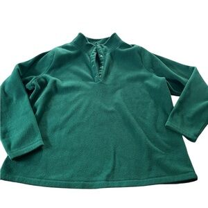 Croft & Barrow Womens 1/4 Button Mock Neck Fleece Pullover Green Size 1X Plus
